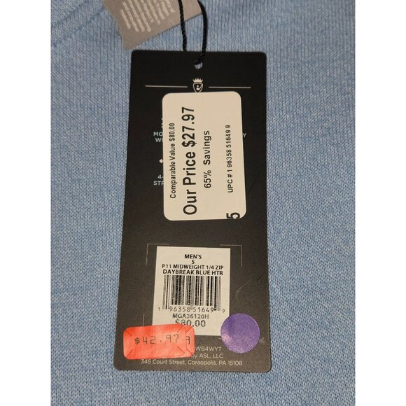 Walyer Hagen Mens Midweight 1/4 Zip Pullover Sweatshirt Blue Heather Sz S - Picture 3 of 9